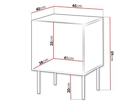 stolik nocny Mlerk - wymiary