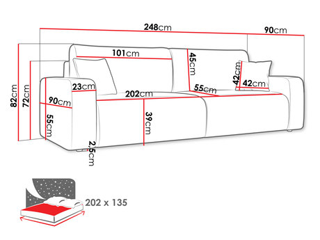 kanapa Easton Sztruks - wymiary