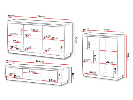 Zestaw mebli - wymiary