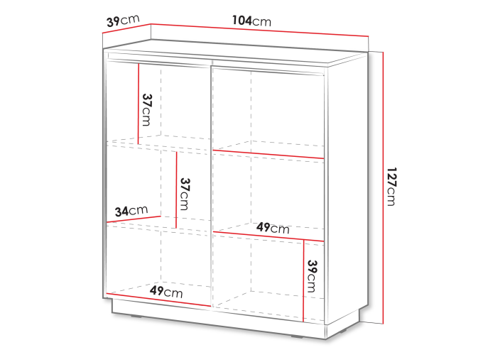 komoda wysoka KW104 - wymiary nowoczesna komoda Roleno KW104 - wymiary