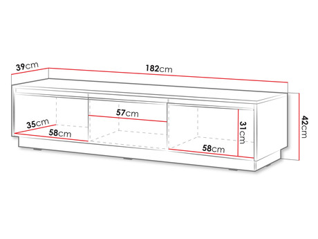 komoda telewizyjna Roleno 180 cm - wymiary