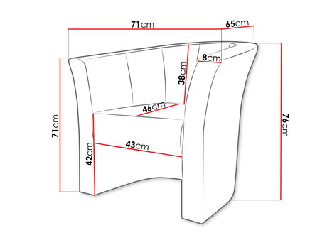 wymiary fotela kubełkowego Karkor