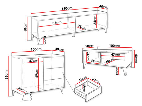 Meble do salonu - wymiary