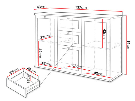 komoda do sypialni i salonu Fritkit - wymiary