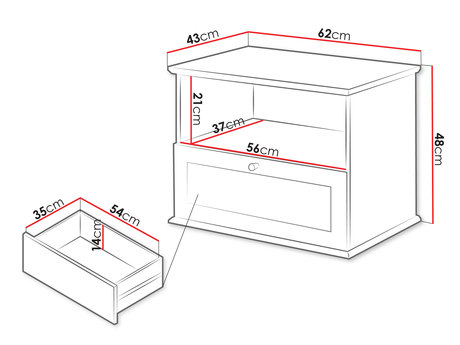 szafka nocna Fritkit 1SZ - wymiary