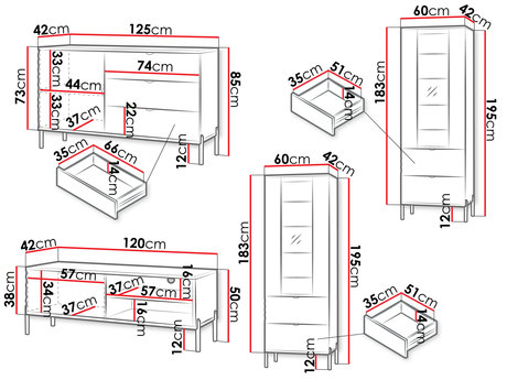 Meble pokojowe - wymiary