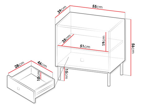 wymiary szafki nocnej