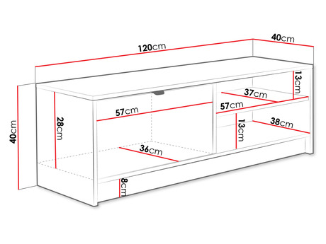 komoda pod TV Razimo - wymiary