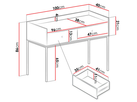 toaletka z szufladami - wymiary