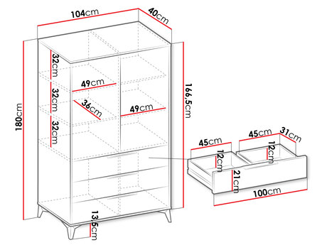 Szafa z półkami- wymiary