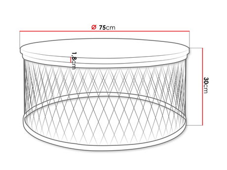 stolik kawowy metalowy Nizzorte - wymiary