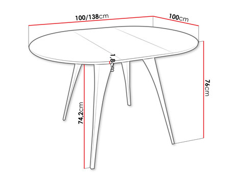 stół rozkładany okrągły Izzurto 100 cm - wymiary