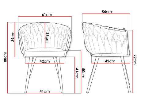 krzesło tapicerowane Tawini - wymiary