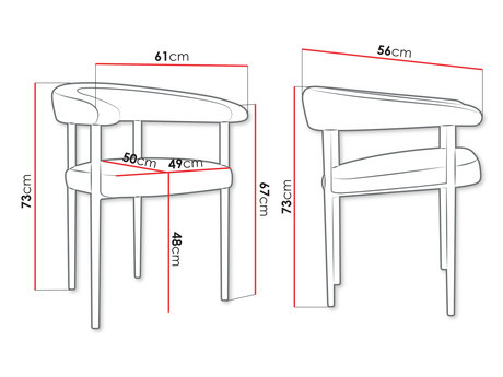 krzesło tapicerowane Ezukto - wymiary