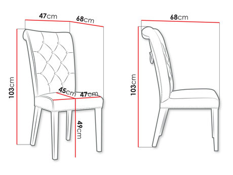 krzesło do salonu z kołatką Piewik - wymiary