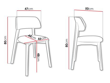 skandynawskie krzesło drewniane Azunax - wymiary