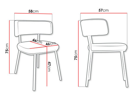 nowoczesne krzesło tapicerowane Serossa - wymiary