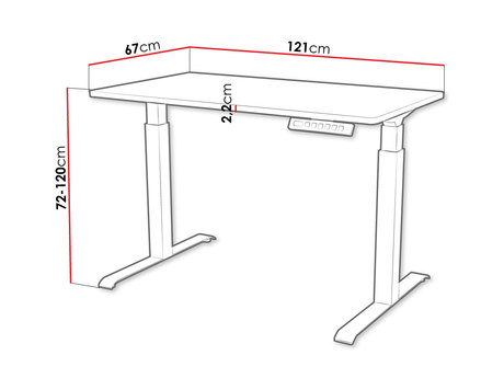 biurko regulowane Fogi 121 - wymiary