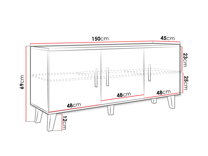 Komoda do salonu z szufladami Sanna 150 2D3S - wnętrze Komoda z szufladami Sanna 150 2D3S - wnętrze