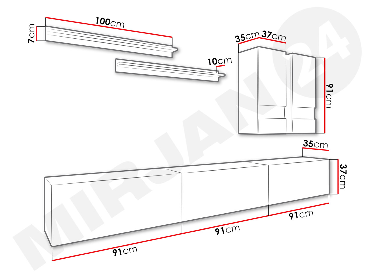 meblościanka - wymiary nowoczesna meblościanka