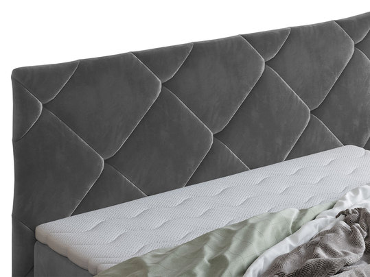 tapicerowane łóżko kontynentalne Sagiro - pikowany zagłówek