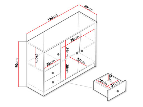 Komoda młodzieżowa - wymiary