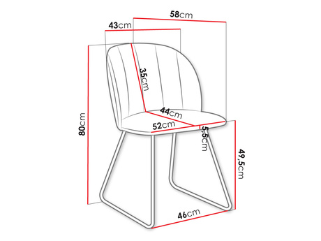 krzesło tapicerowane Tosiano - wymiary