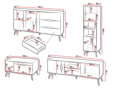 meble pokojowe - wymiary meble pokojowe