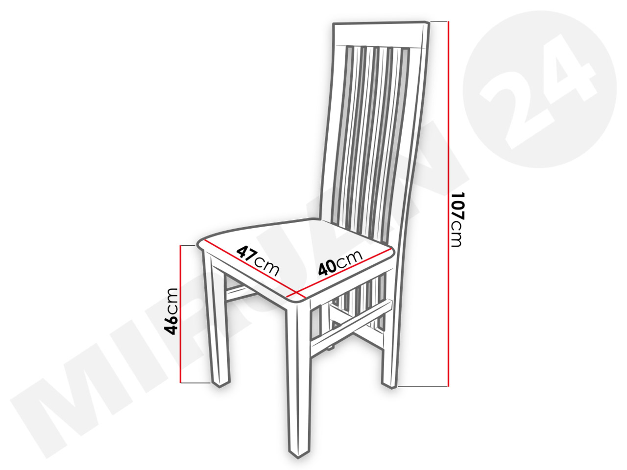 wymiary krzesła