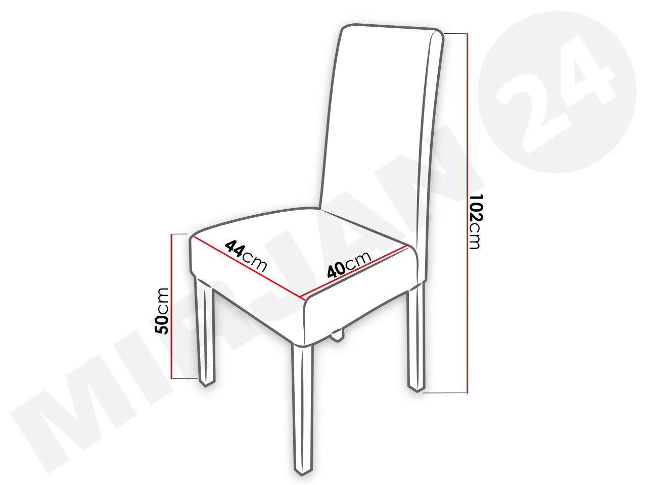 krzesło tapicerowane - wymiary