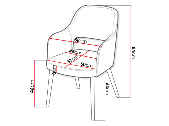 tapicerowane krzesło z podłokietnikami JK85 - wymiary