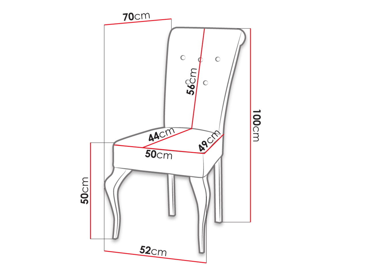 krzesło tapicerowane ST63 - wymiary