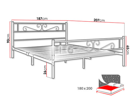 łóżko metalowe - wymiary