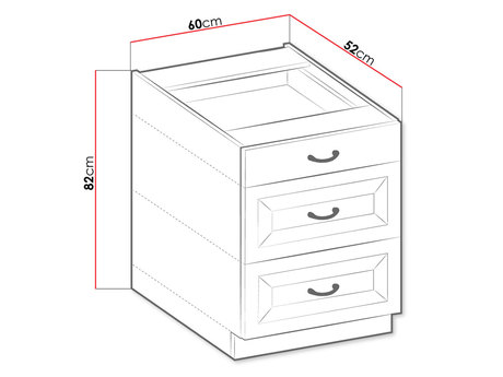 szafka kuchenna dolna z szufladami Retroline - wymiary