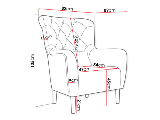 wymiary fotela wypoczynkowego Rufarn
