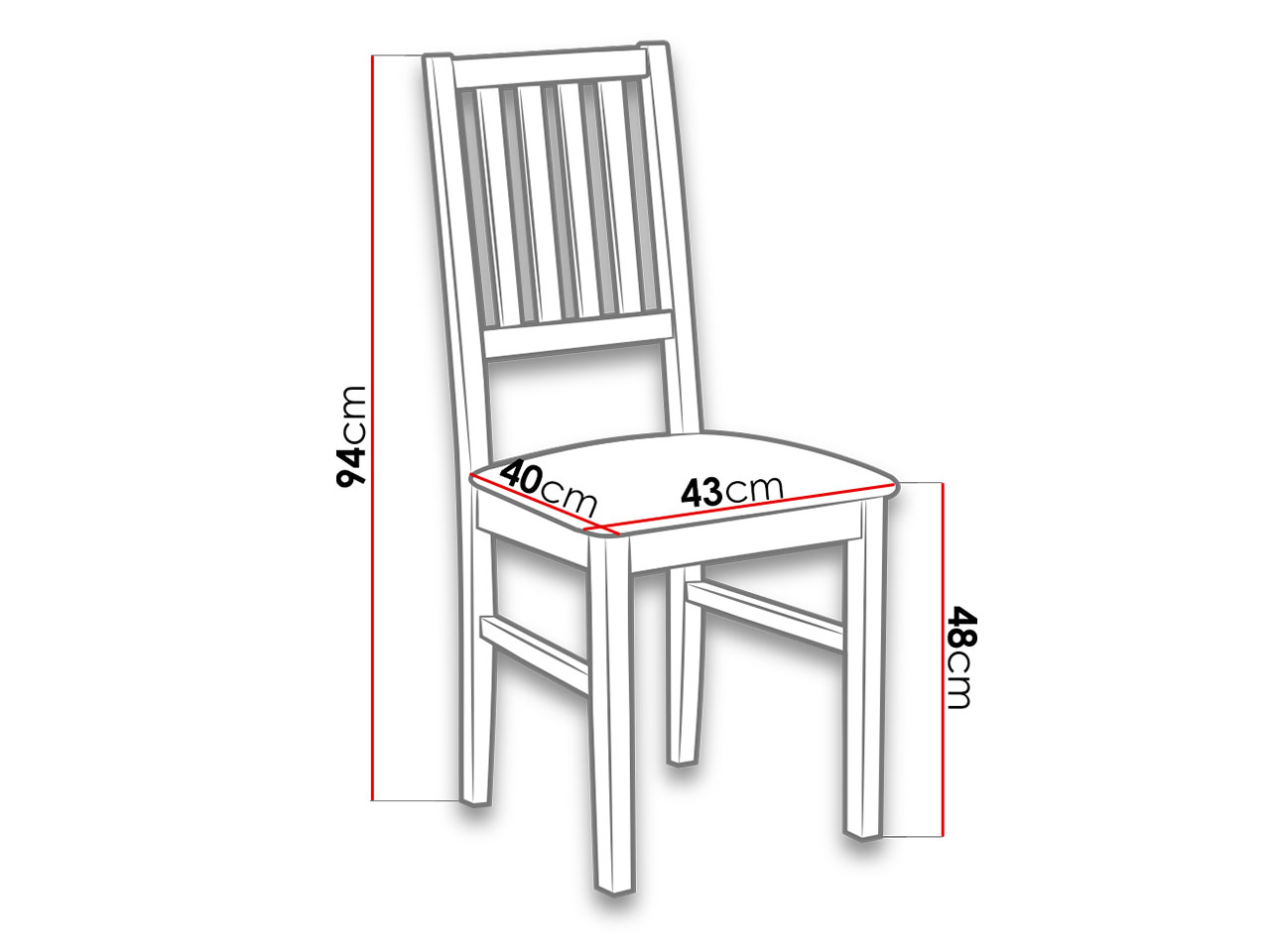 krzesło Zefir - wymiary