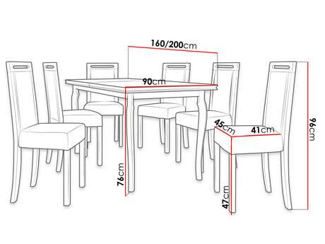 rozkładany stół z krzesłami - wymiary